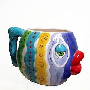 TROPICAL Carribean Virgin Island 3-D Big Lip Fish Mug NWT